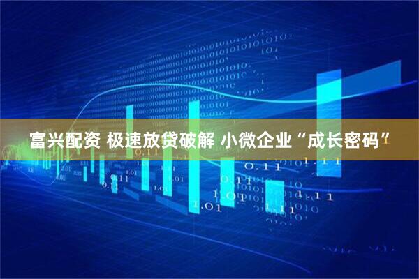 富兴配资 极速放贷破解 小微企业“成长密码”